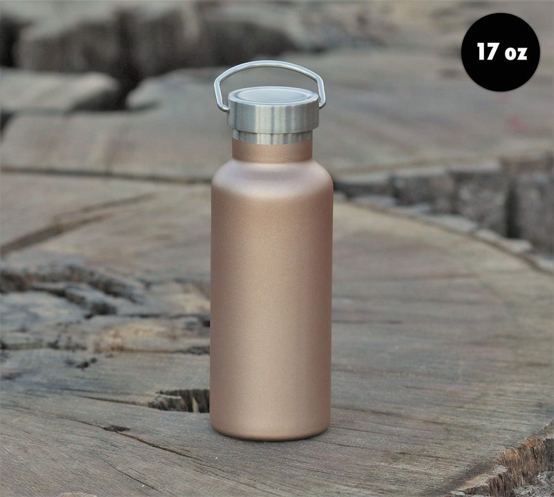MIRA Alpine Water Bottle with 2 Lids, Vacuum Insulated 18/8 Stainless Steel Flask, Durable Shiny Finish, Hydro Bottle - 17 oz (500 ml) - Champagne - Image 4